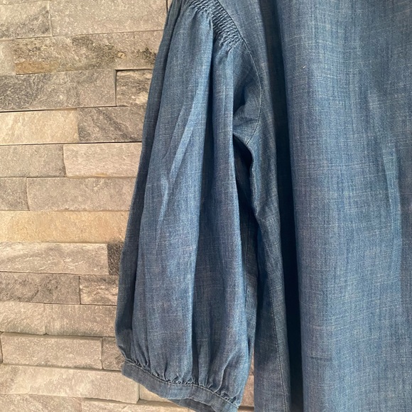 Sonoma Chambray Blue Button-Up Blouse - Picture 2 of 6